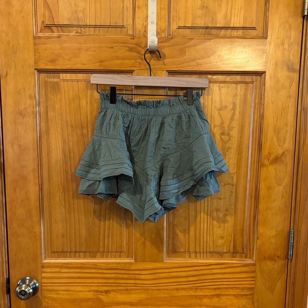 aerie Olive Green Tiered Ruffle Skort Shorts